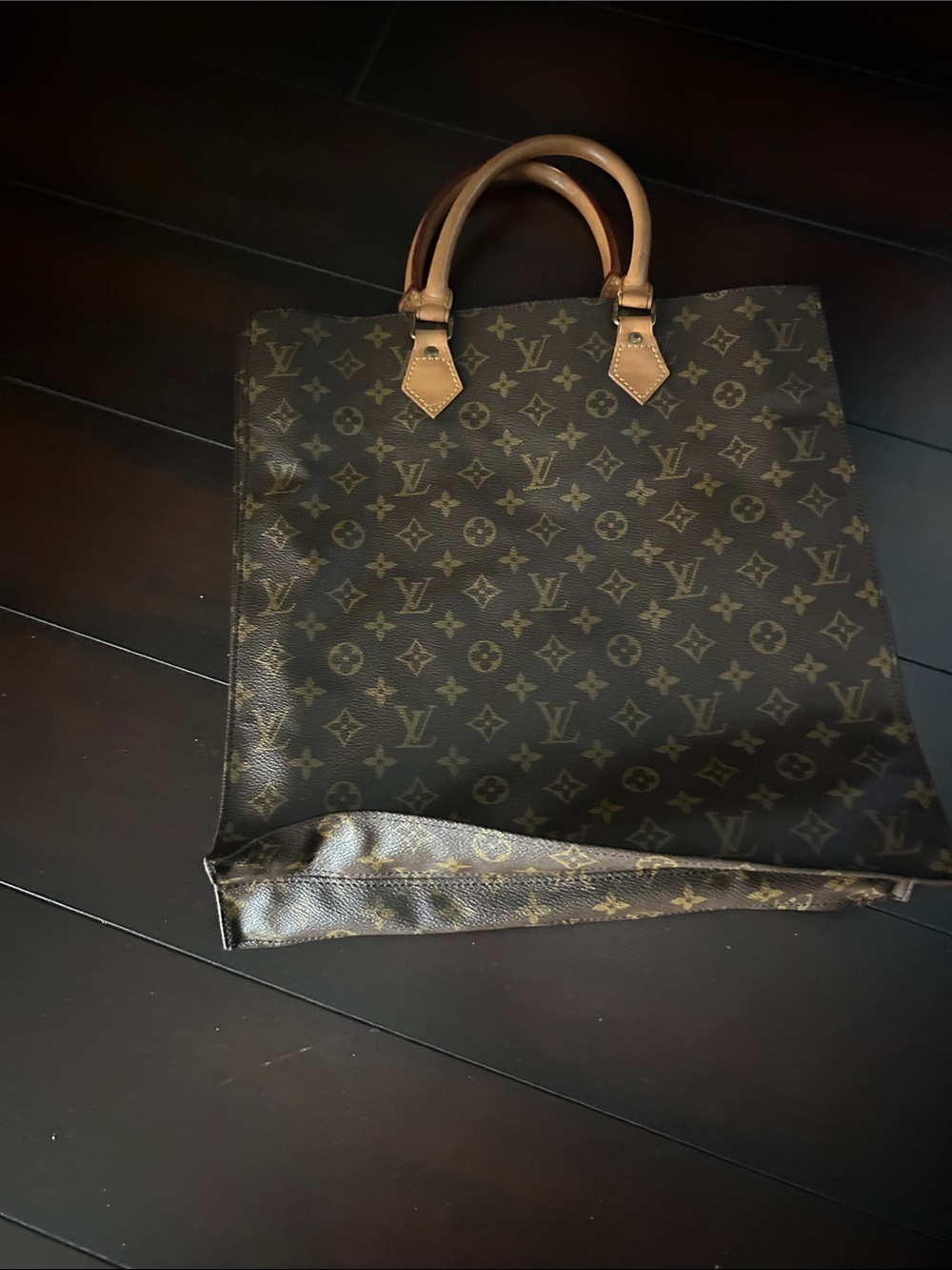 Louis Vuitton Brown Monogram Canvas Messenger Tote with Tan Handles